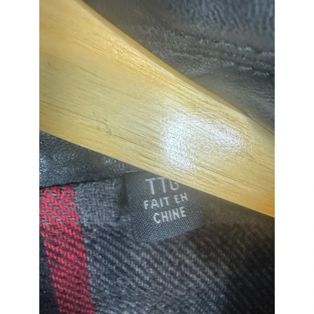 Levis Mens Genuine Leather Cafe Jacket Black Plaid Lined Full Zip Epaulettes XXL